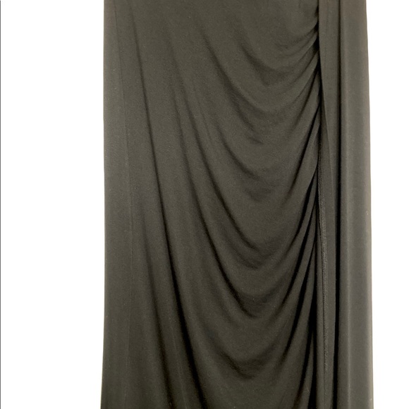 XS•NWT•KISMET•BLACK RUCHED MAXI SKIRT W HIGH SIDE SLIT• - Picture 3 of 6